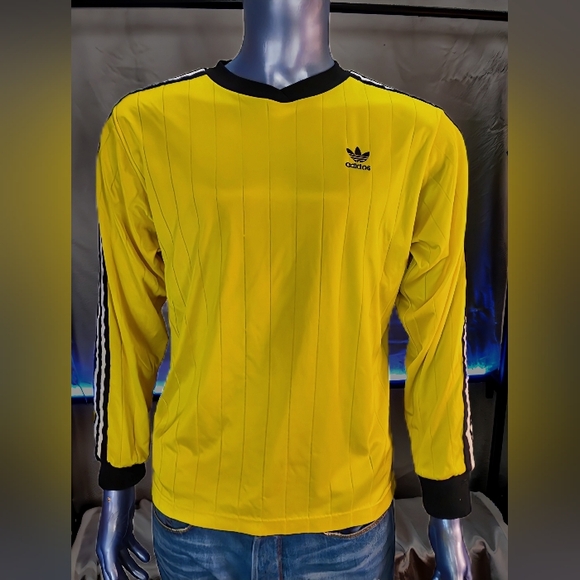 adidas Other - Adidas Trefoil Soccer Jersey Men’s M Yellow Vintage 80s Retro Long Sleeve